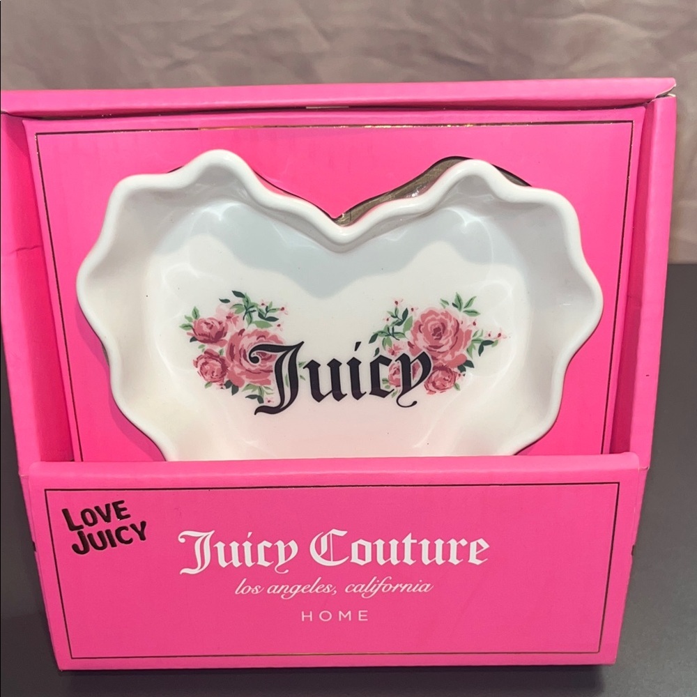 Juicy Couture Home Pink Floral Ceramic Trinket Tray